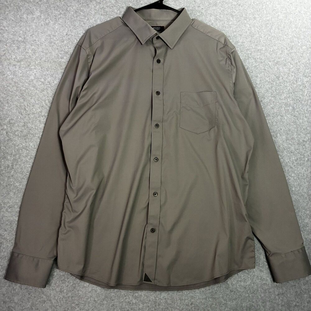 Mens XXL UNTUCKit Gironde Shirt Slim Fit Stretch Button Up Gray Nylon Elastane